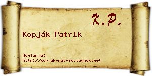 Kopják Patrik névjegykártya
